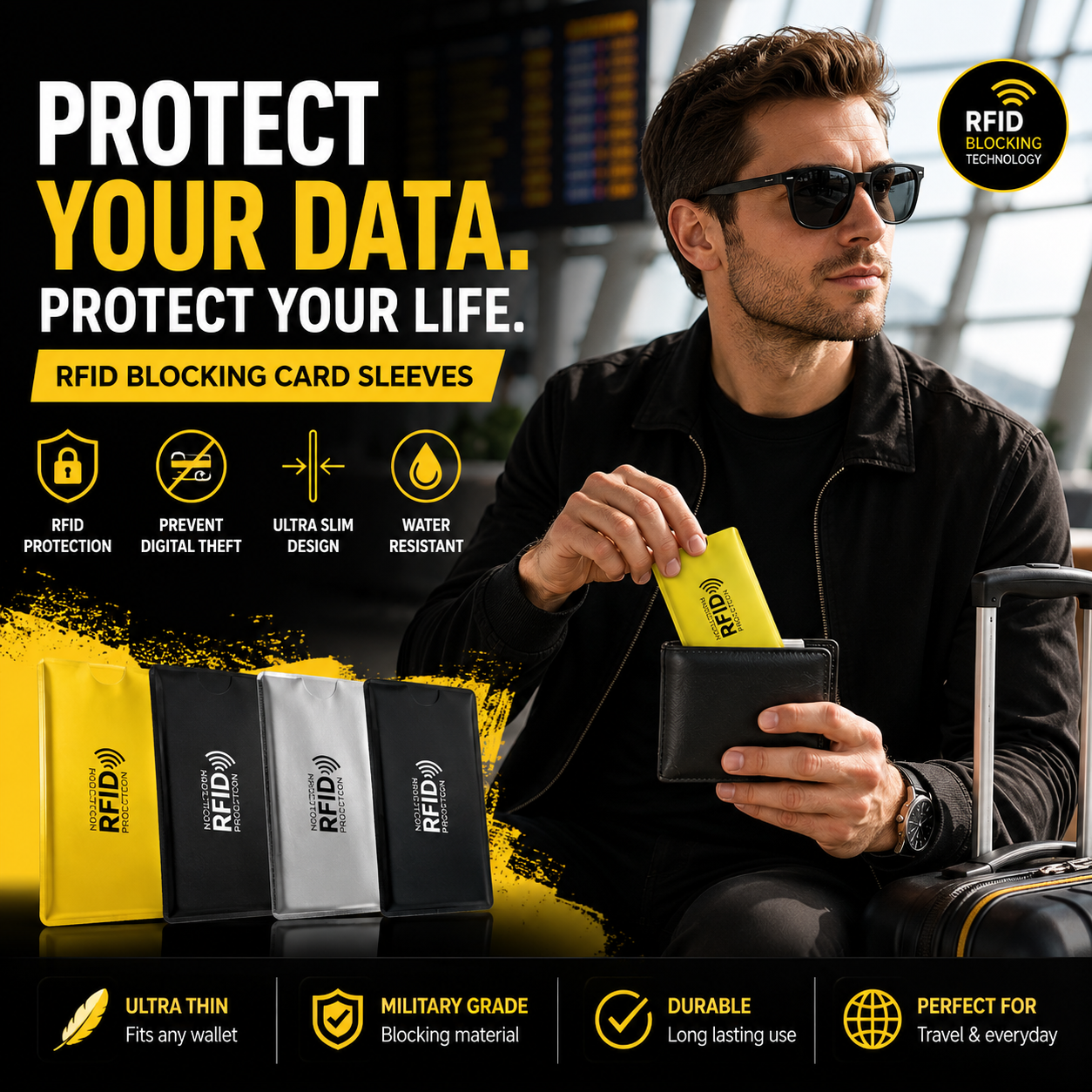 RFID Blocking Sleeves - Protect Your Cards from Electronic Theft (8-Pack)