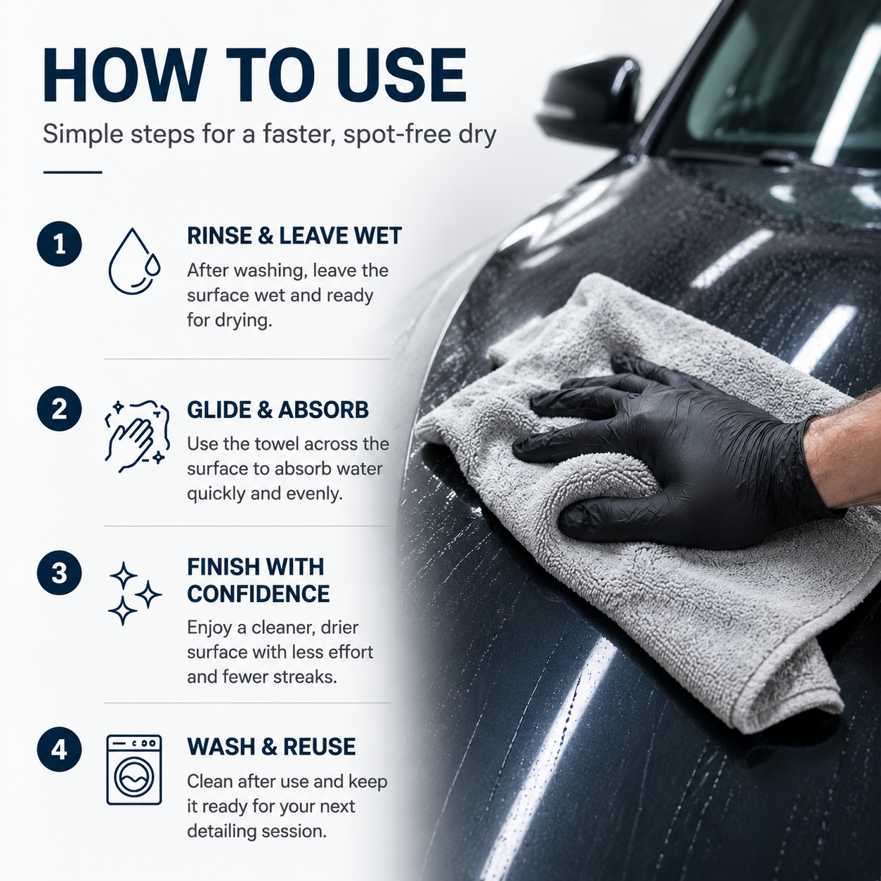 Ultra Absorbent Microfiber Drying Towels – Scratch-Free Car Detailing Cloth for Paint, Glass & Trim