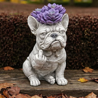 Funny French Bulldog Planter – Sassy Dog Statue Flower Pot For Home & Desk Decor