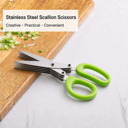 Stainless Steel 5 Blades Scallion Cutter Scissors