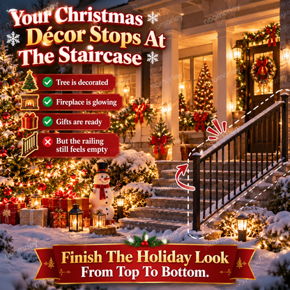 🎅 Illuminated Santa Staircase Railing Christmas Display with Glowing Gift Lights