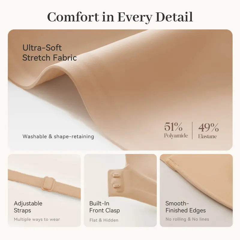 Womens Strapless Front Closure Bra Push Up Lift Bra
