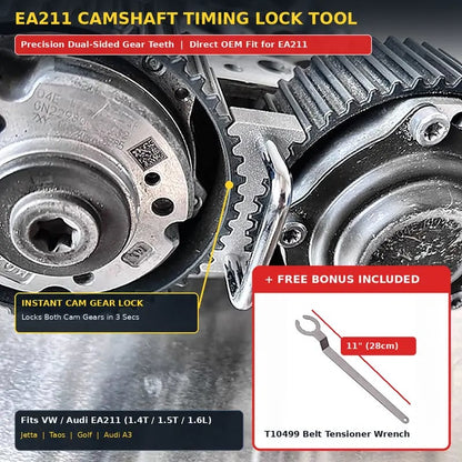 EA211 Camshaft Timing Gear Locking Tool with Free 11' T10499 Belt Tensioner Wrench