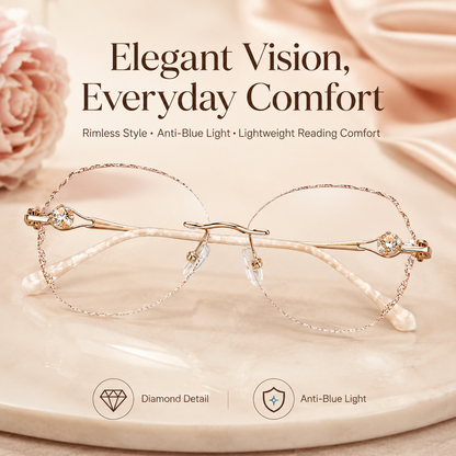 WOMEN'S DIAMOND RIMLESS ANTI-BLUE LIGHT PRESBYOPIA GLASSES