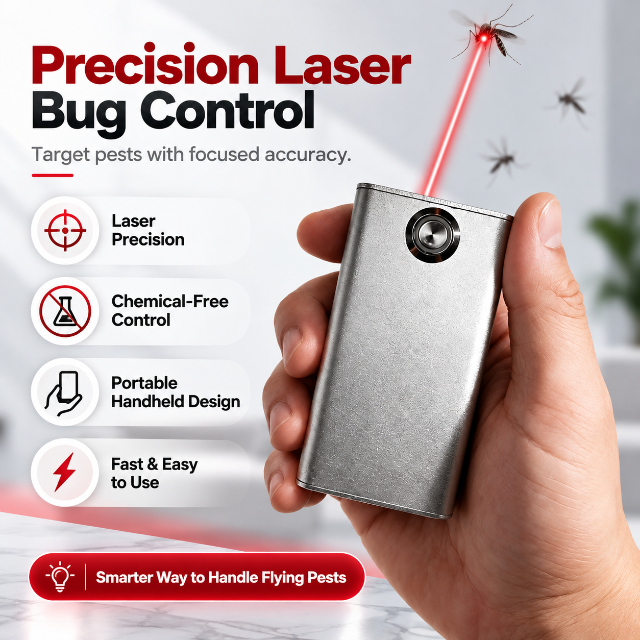 ⚡ Precision Laser Bug Control – Rechargeable Chemical-Free Handheld Pest Targeting Device
