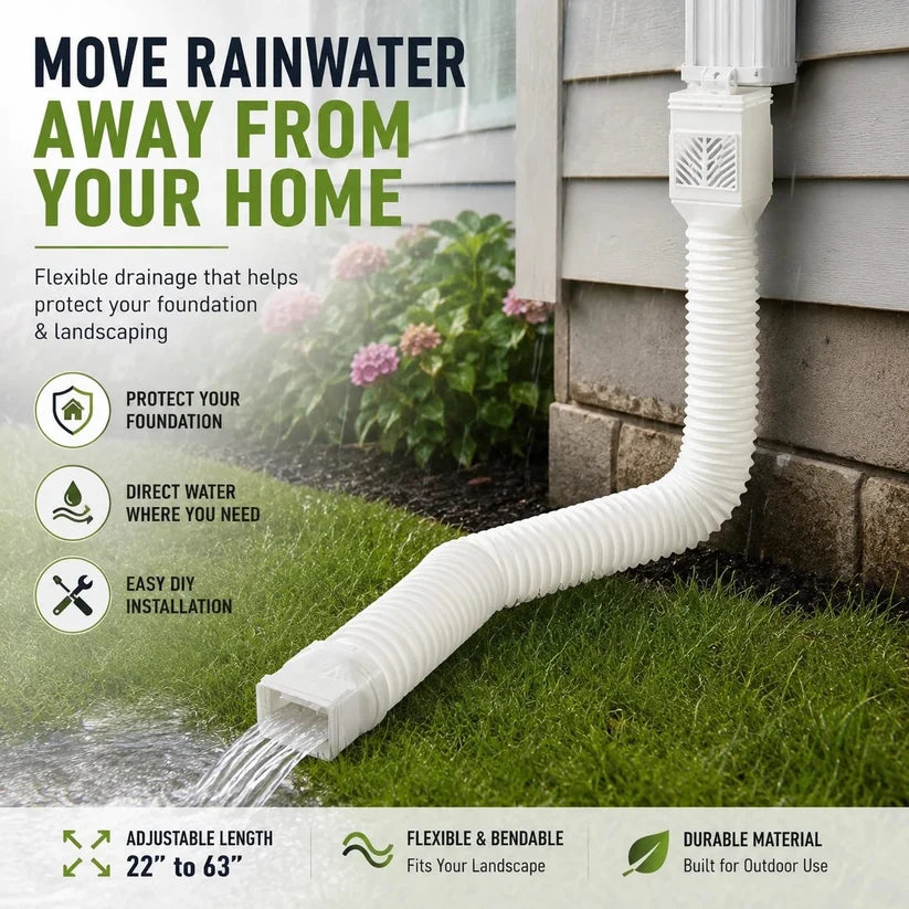🌧️ Flexible Downspout Extension Kit – 22–63in Rainwater Drainage Pipe