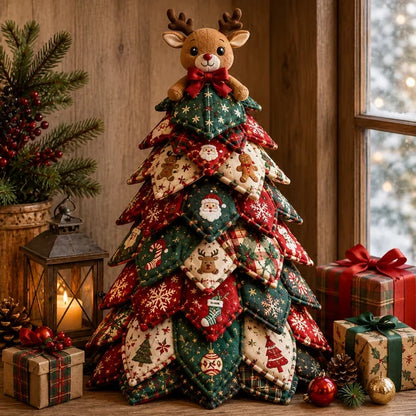 🔥Limited Time Offer 50% OFF - 🎄🧵DIY Quilted Christmas Tree Kit – Handmade Fabric Holiday Tabletop Tree Decor