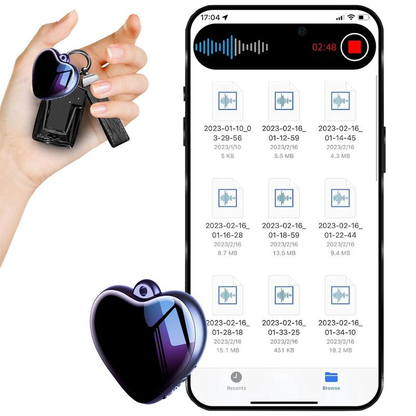 Mini Heart-shaped voice activated hidden necklace recorder