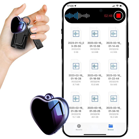 Mini Heart-shaped voice activated hidden necklace recorder