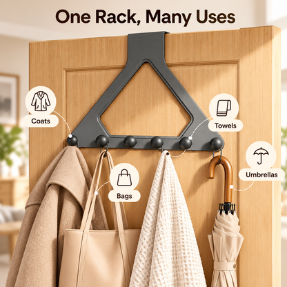 6-Hook Over-the-Door Organizer Rack – Space-Saving Storage for Home 🚪