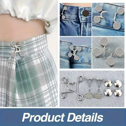 👖8 Pcs Adjustable Jean Waist Tightener | Women's Pants Fashion Metal Button Pin