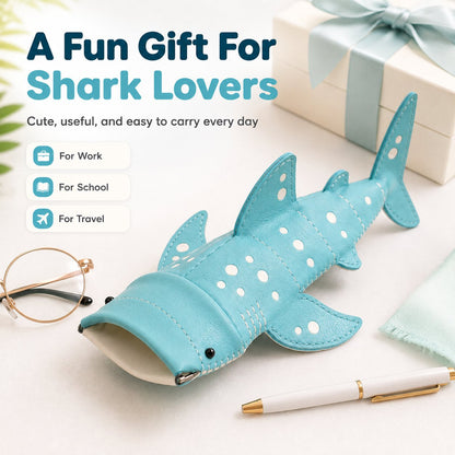 🦈🌊Cute Whale Shark Shaped Pouch | Novelty PU Leather Glasses & Small Essentials Storage Bag 🌊