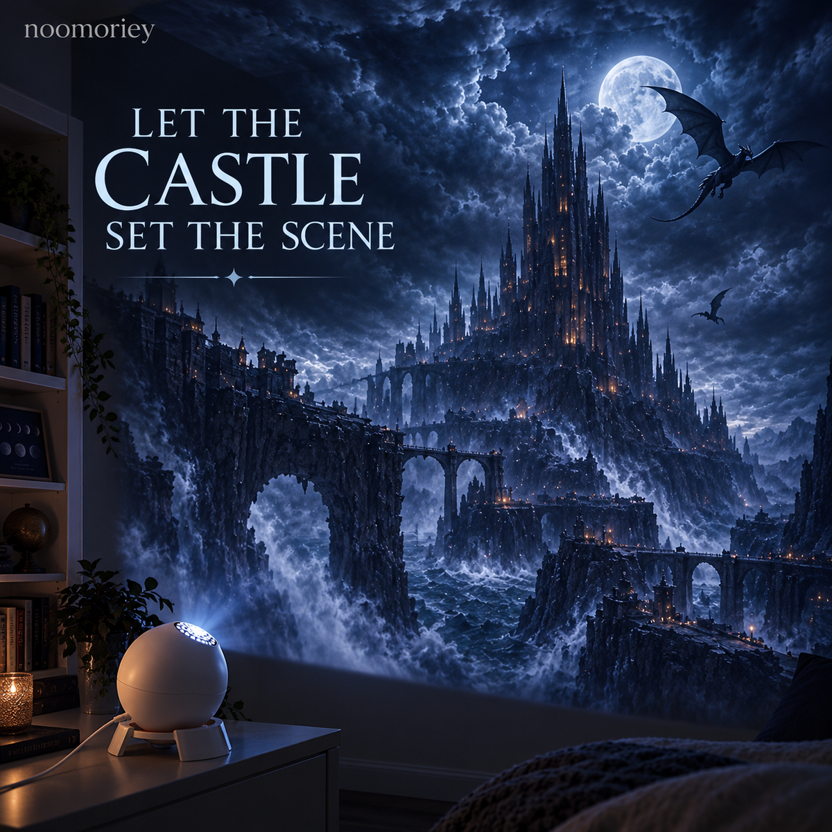 🏰 Dark Fantasy Scene Projector – Immersive Castle & Moonlit Room Decor