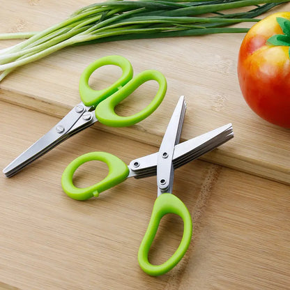 5-Blade Stainless Steel Herb Scissors with Protective Sheath