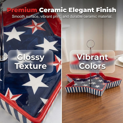 250th American Legacy Star Tray | Patriotic Two-Tier Serving Sculpture