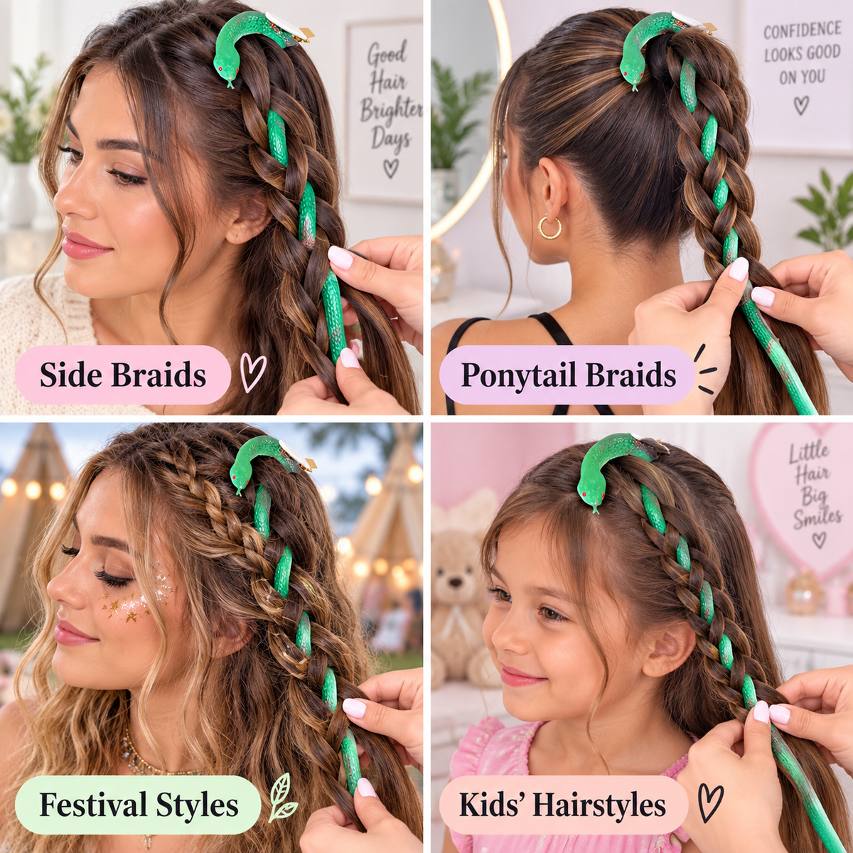 🐍 Flexible Snake Braid Styling Tool – Easy Hair Sectioning & Braiding Helper