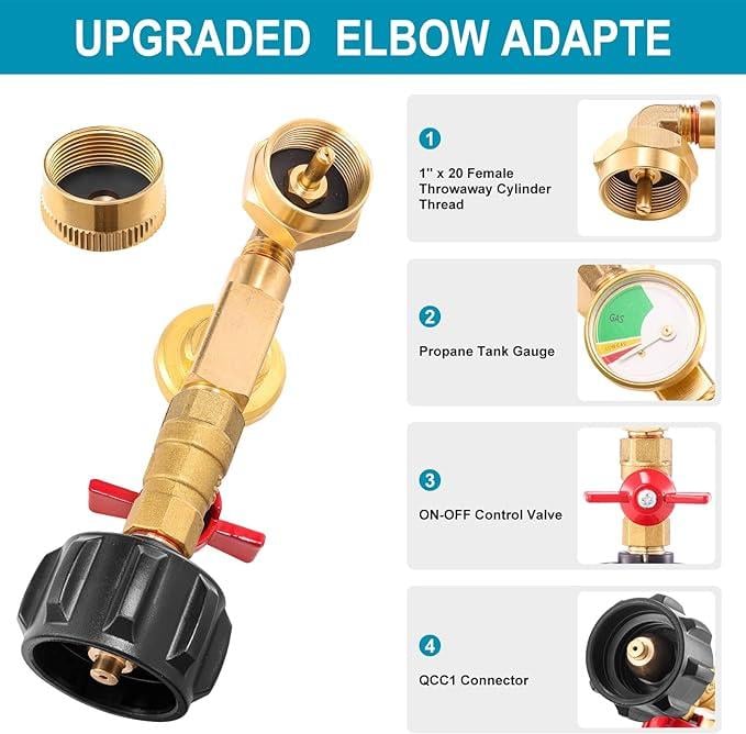 💥 Propane Refill Adapter with Valve & Gauge