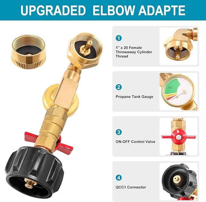 💥 Propane Refill Adapter with Valve & Gauge