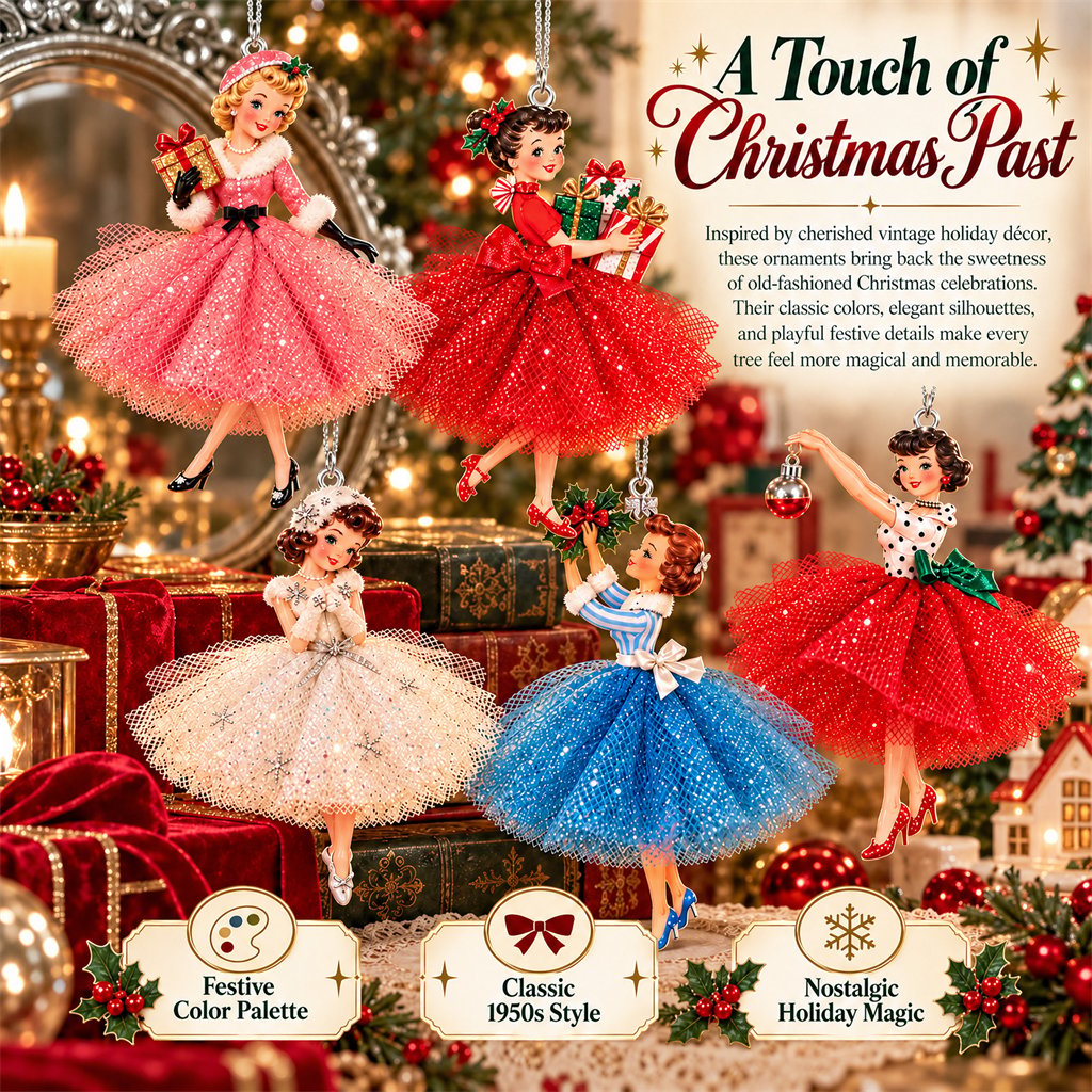 🎄 Vintage Christmas Lady Ornaments – Bring Back the Magic of the 1950s ✨