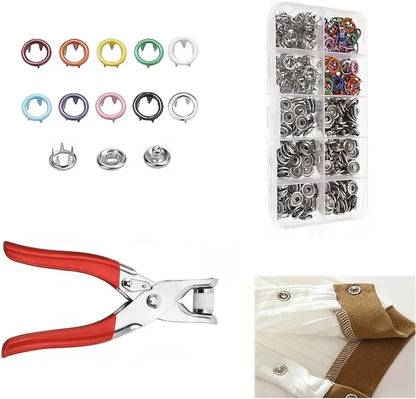 Seamless Stitching Sewing Kit Tools,Including 100pcs Invisible Colored Metal Buckle & 1 Count Manual Pressure Pliers
