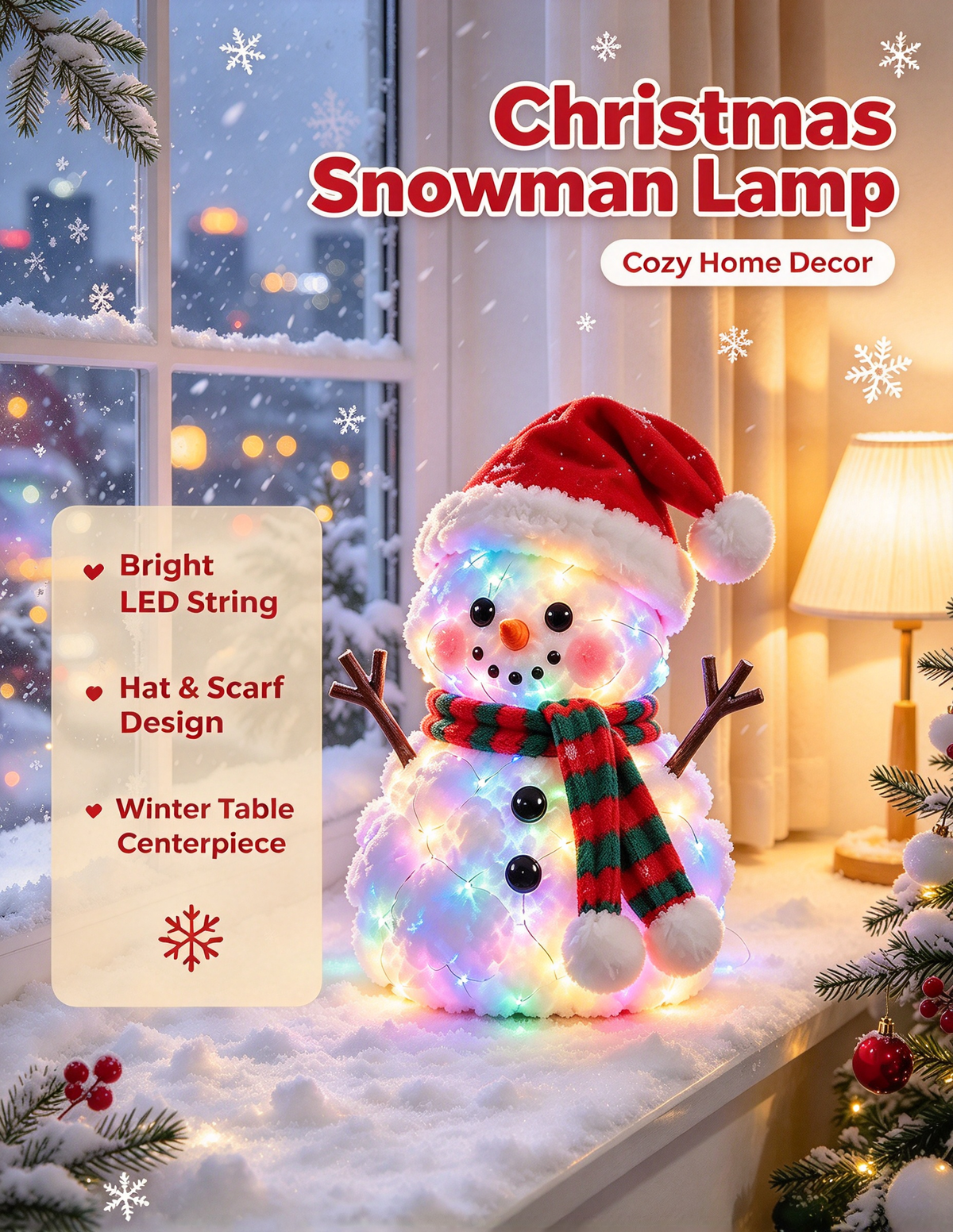 🔥 LAST DAY 49% OFF 🔥 Glowing Snowman Plush | Light-Up Christmas Tabletop Decoration 🎄⛄️