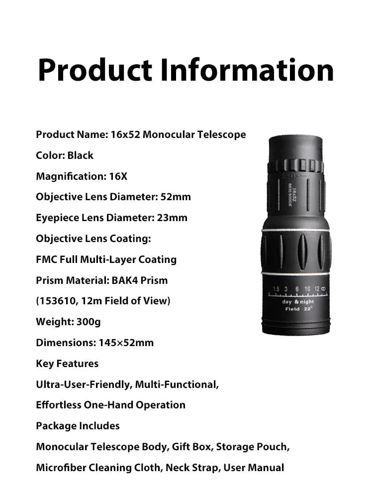 🧭🔭Used by American Mountain Guides! 100x HD Monocular, IPX5 Waterproof & Fog-Proof