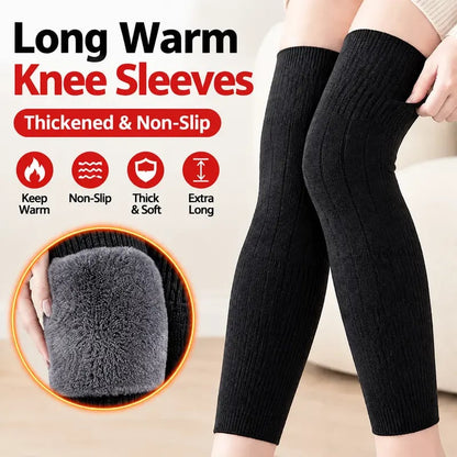 ❄️ Fleece Knee Warmers – Extended Thermal Knee Sleeves for Men & Women with Non-Slip Fit