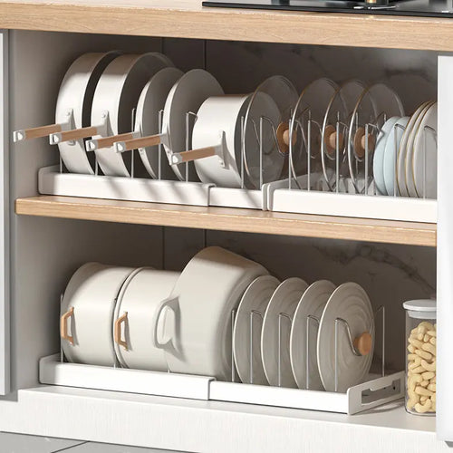 Pot Lid Organizer Rack - 7 Compartment Kitchen Utensils Holder