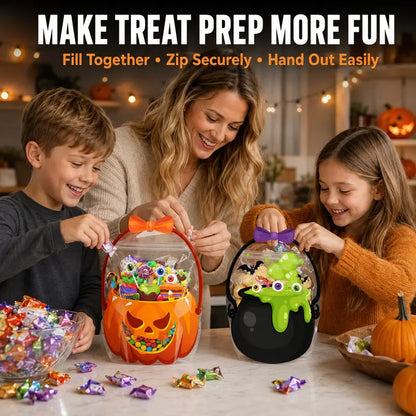 🎃 Halloween Treat Bags with Handles – Pumpkin & Witch Cauldron Goodie Bags for Kids, Candy & Party Favors