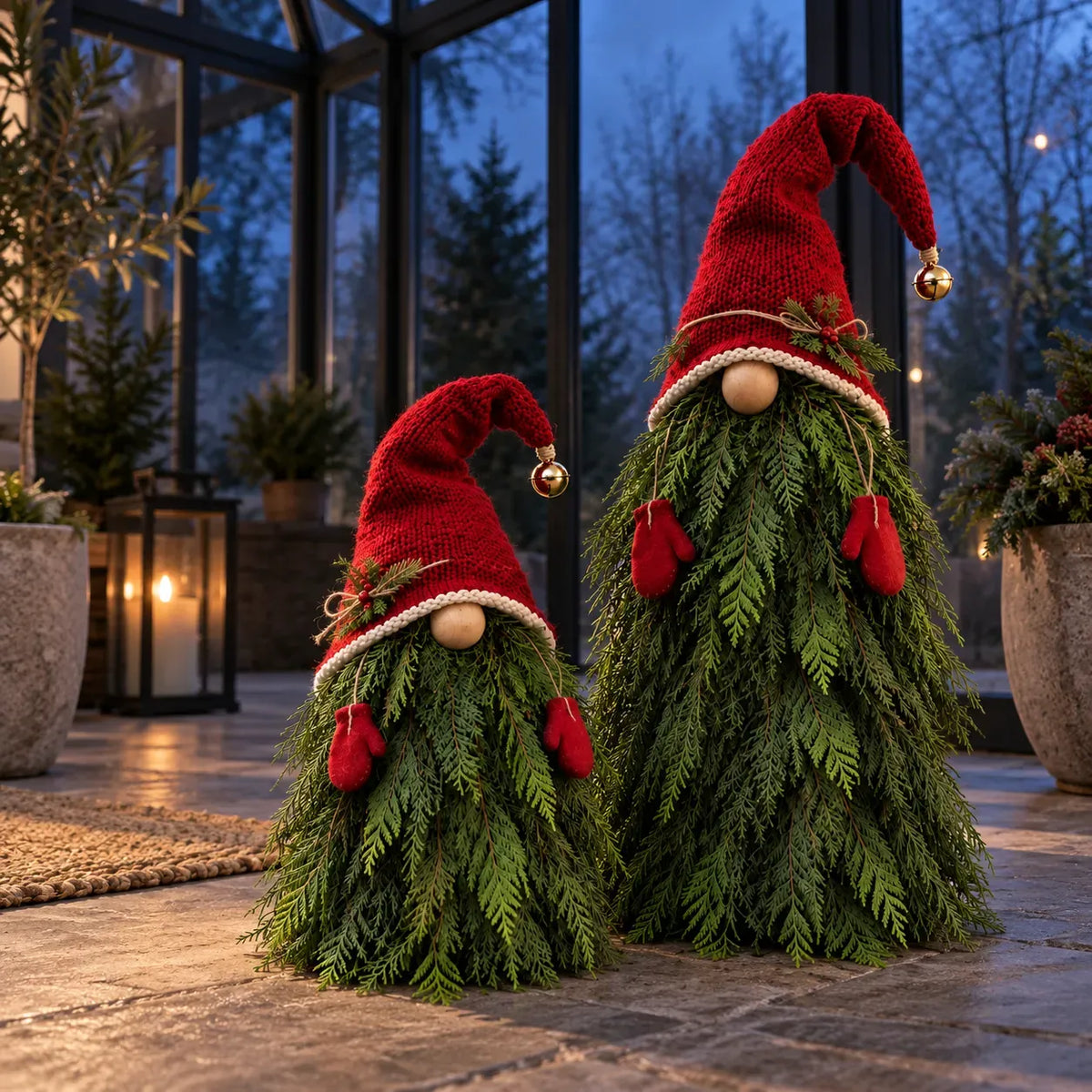 🎄 2-Piece Winter Gnome Porch Decor Set – Evergreen Beard Entryway Decorations