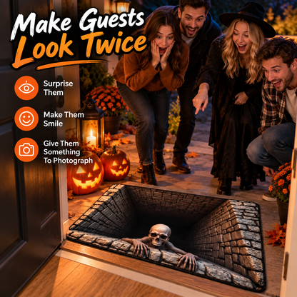 💀 3D Skull Trap Door Illusion Mat – Spooky Halloween Entrance Decor