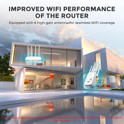 WiFi Extender 2026 with 6 Antennas 1200Mbps Dual Band Boost