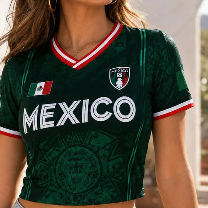 Women's Green V-Neck Football Jersey