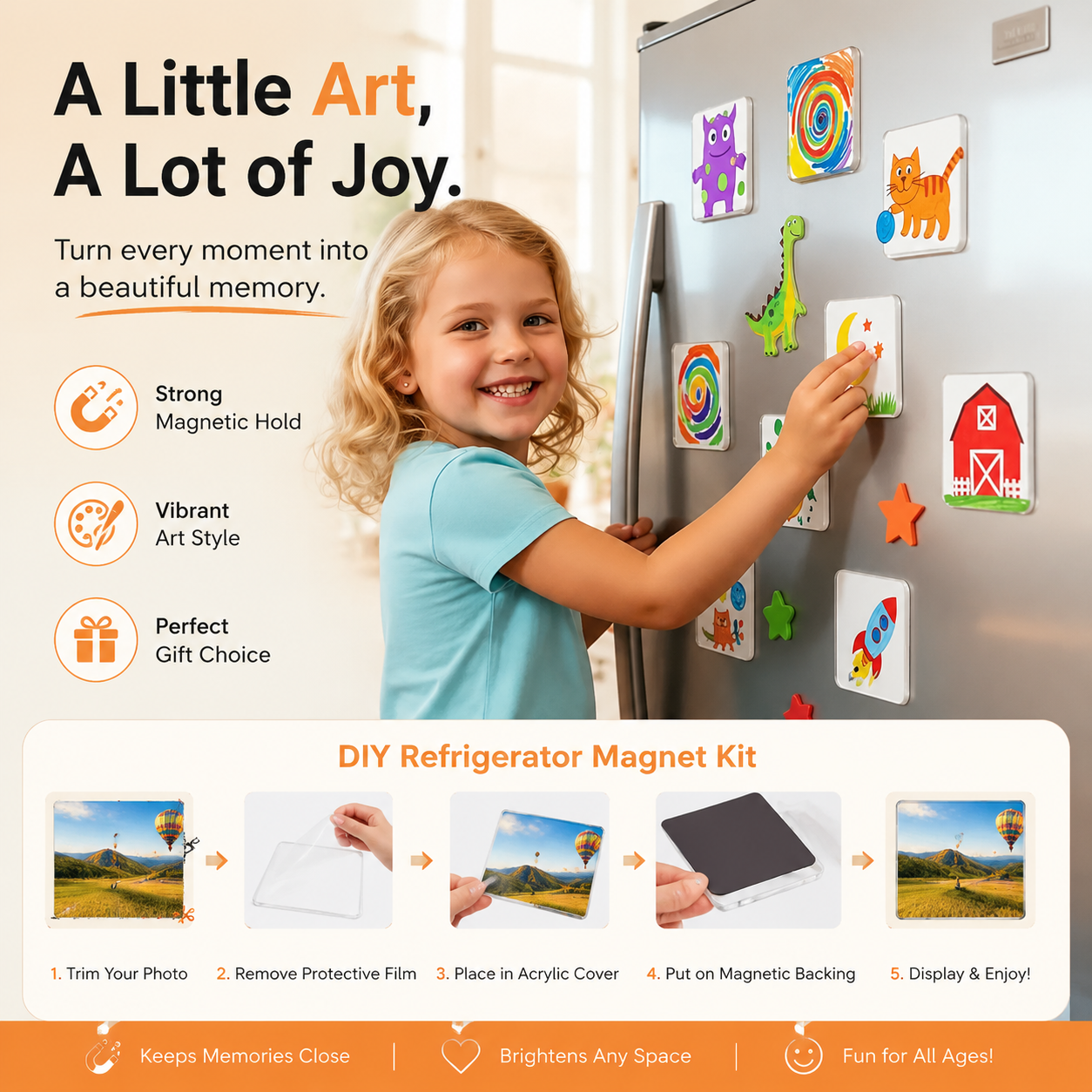 Magnetic Photo Frames 2"x2" Clear Acrylic DIY Fridge Magnets with Adhesive Backing