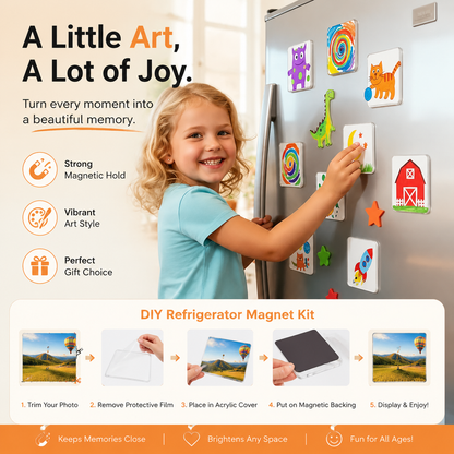 Magnetic Photo Frames 2"x2" Clear Acrylic DIY Fridge Magnets with Adhesive Backing