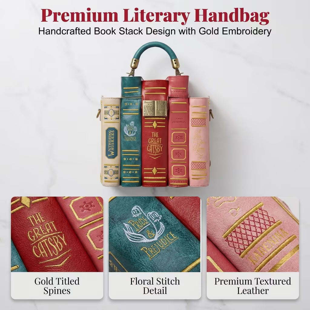 Vintage Stacked Book Novelty Handbag