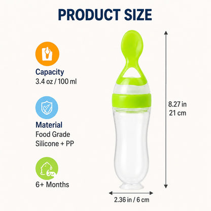 🍼 Early Bird Sale 50% OFF — Baby Food Squeeze Spoon Feeder | 2-In-1 Silicone Feeding Bottle 👶