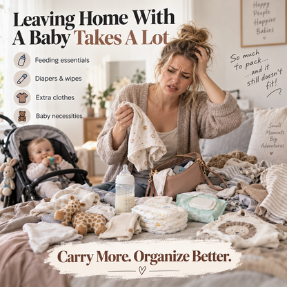 👶2-in-1 Baby Diaper Bag Backpack – Fold-Out Care Space & Large Storage