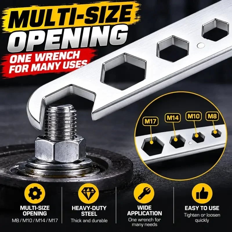 🔥 50% OFF🔥4-Prong Multifunctional Angle Grinder Wrench, Universal Adjustable Spanner for Grinders and Polishers (Single-Ended/Double-Ended)