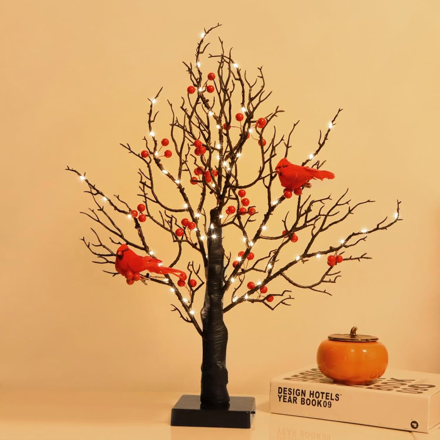 Birch Twig Tree with LED Lights & Birds
