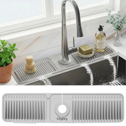 Adjustable Silicone Faucet Splash Guard Mat – Quick-Dry Sink Water Catcher for Kitchen & Bathroom