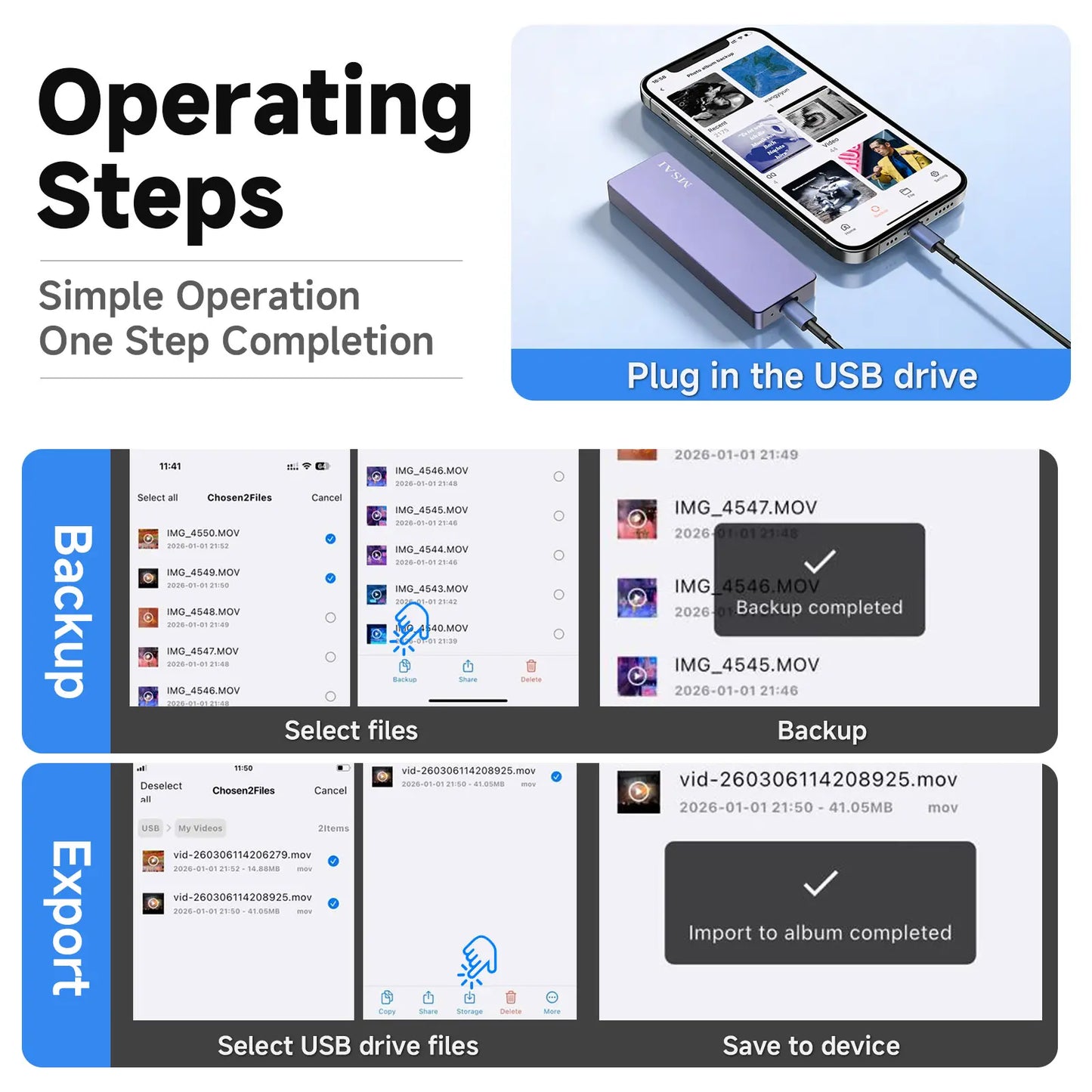 1TB USB Flash Drive - High-Speed Storage for iPhone & Android