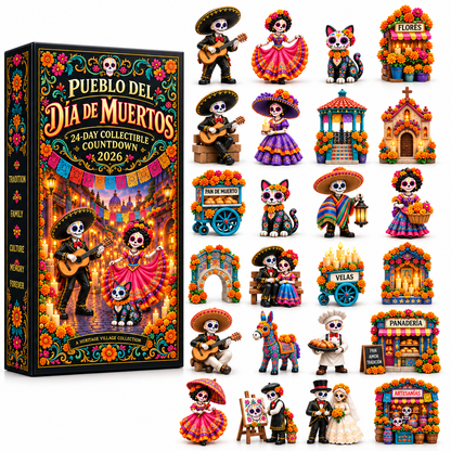 🌺 Día de los Muertos 24-Day Heritage Village Advent Calendar | Hand-Painted Mexican Keepsake 💀