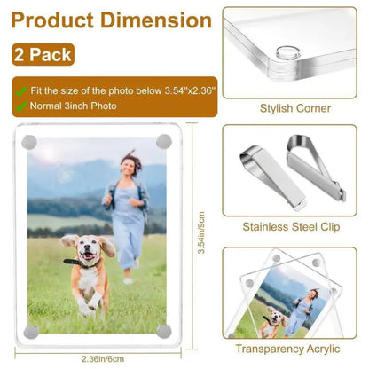 Magnetic Car Sun Visor Photo Clips Clear Acrylic Display Frames-3 Pack Car Picture Holder