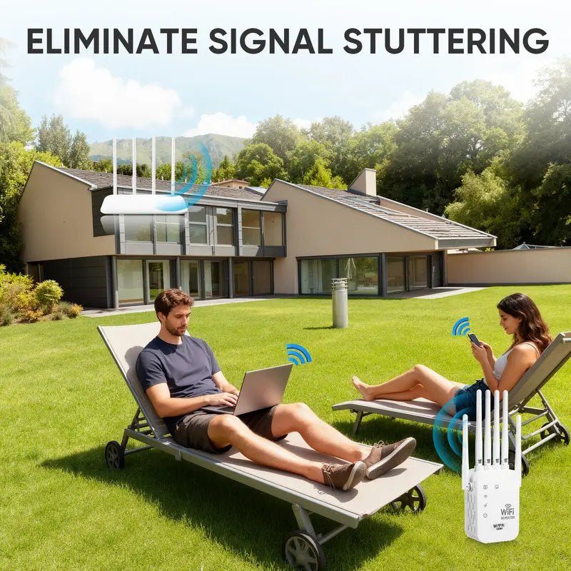 WiFi Extender 2026 6-Antenna Strong Signal, 1200Mbps Dual Band (2.4GHz) Booster, Wide Signal Coverage