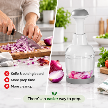 🥗 Push & Chop Manual Food Chopper – Quick Prep for Onions, Garlic, Veggies & More