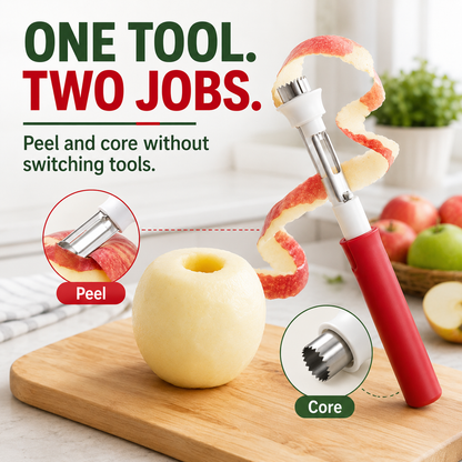 2 in 1 Apple Corer and Peeler, Apple Core Removal Tool, Stainless Steel Fruit Corer🍎
