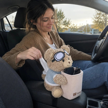 Plush Bear Car Organizer & Tissue Holder