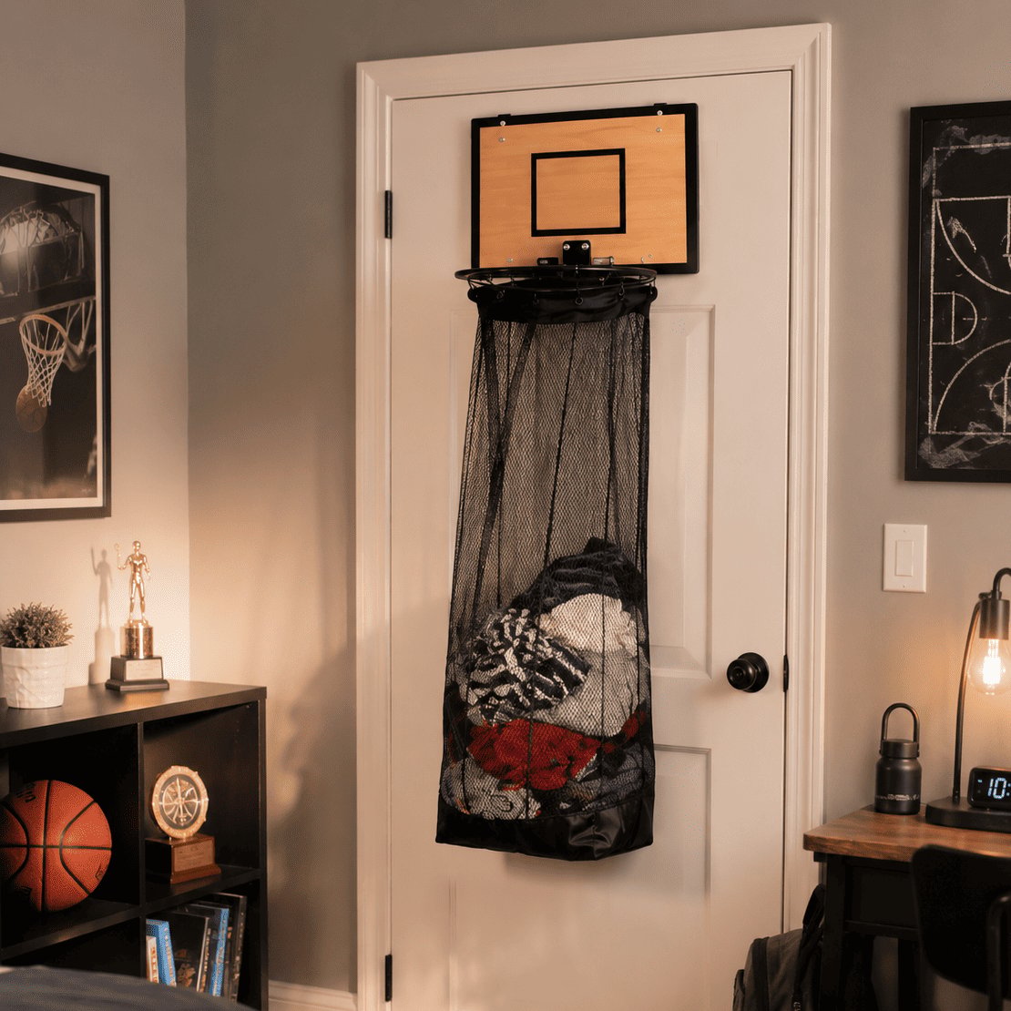 Over-the-Door Basketball Hoop Laundry Hamper