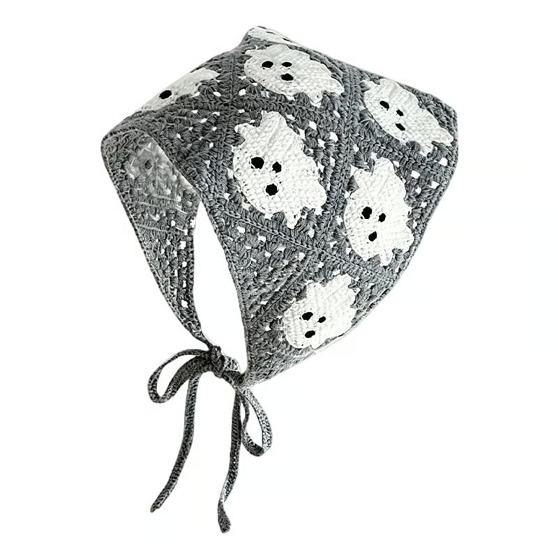 🕷️ Halloween Spider Web Knit Headscarf 🕷️